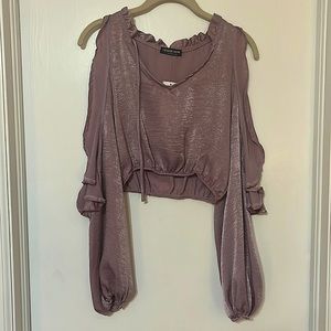 Purple crop ruffled top *nwt*